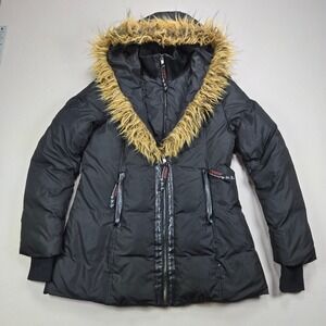 Canada Weather Gear Super‎ Triple Goose Puffer Winter Jacket Fur Hood Black S P